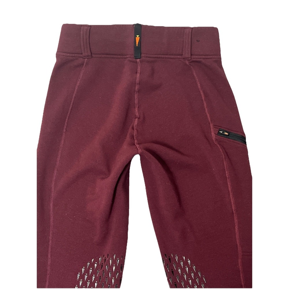 Kerrits Wine Power Stretch Fleece Knee Patch Pocket Riding Tights (M) MSRP $139 - Picture 6 of 10